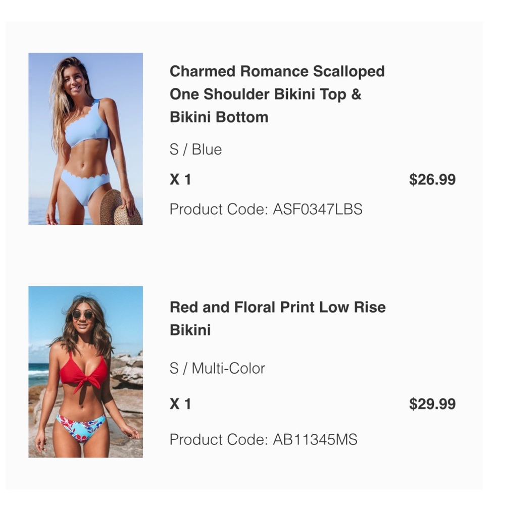 2 Small CUPSHE bikinis NWT